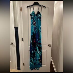 Blue floral formal dress